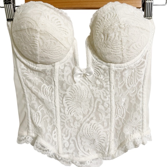 Vintage 90s Jezebel Romance White Lace Corset Top 34B | White Bustier | USA Made - Picture 2 of 6